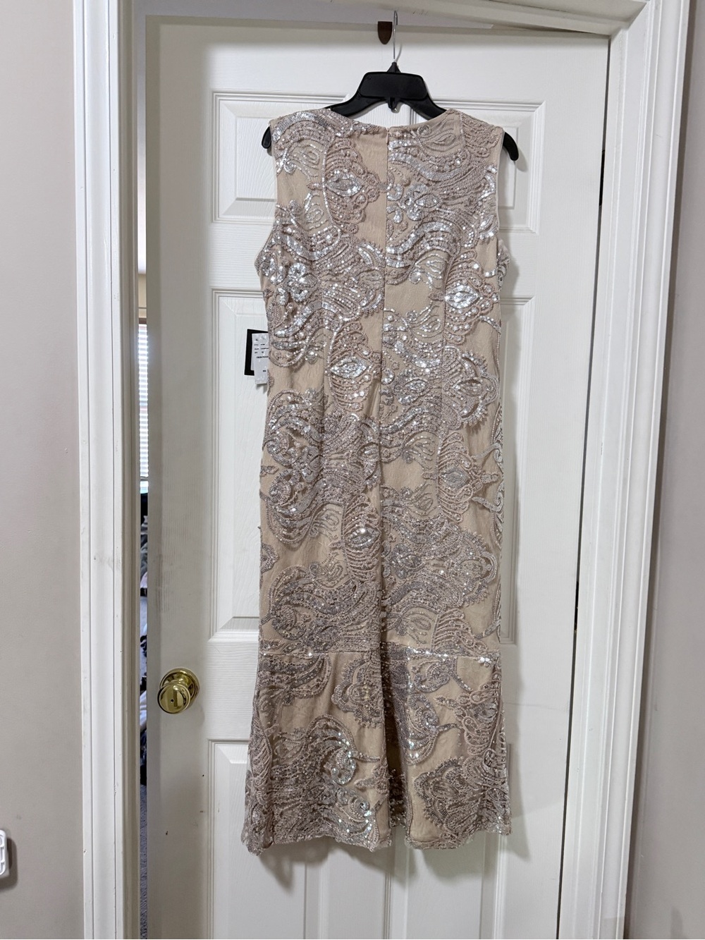Nordstrom Beige Sleeveless Sequin Embellished Evening Dress